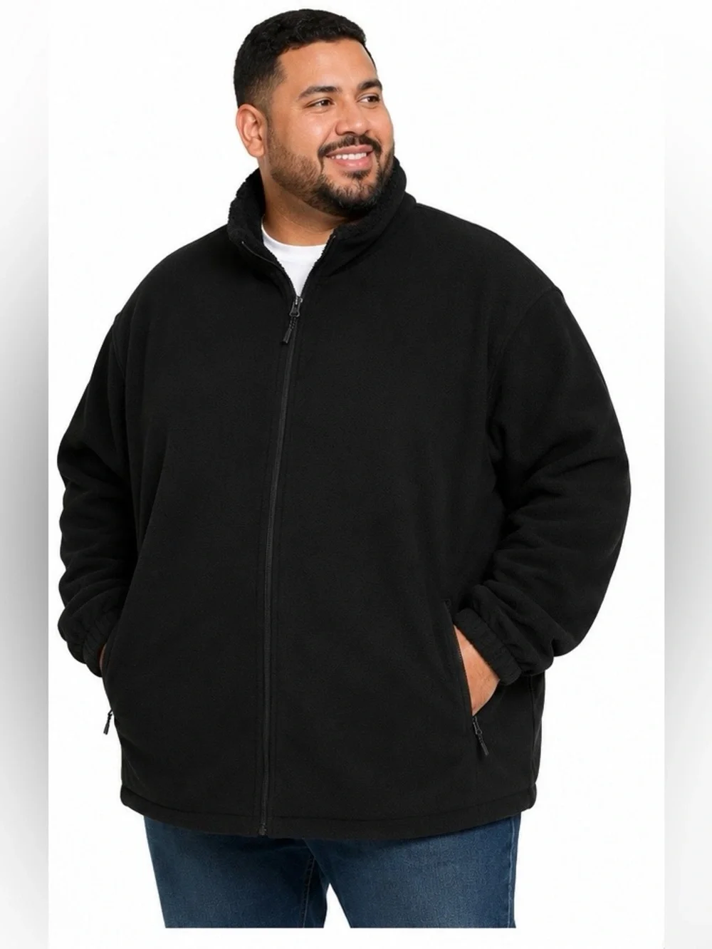 Black Fleece Full Zip Plush Lined Jacket 6XL